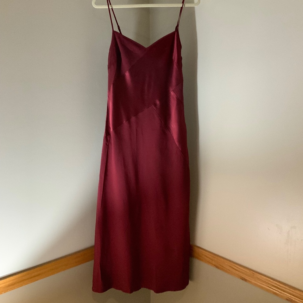 J Crew Collection Maroon Sz 10 Satin Slip Dress Adjustable Straps ‘Minimalist